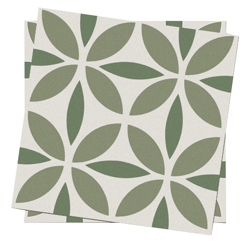 Indoor Vinyl Tile Flower Print Peel and Stick Waterproof Square Vinyl Tile