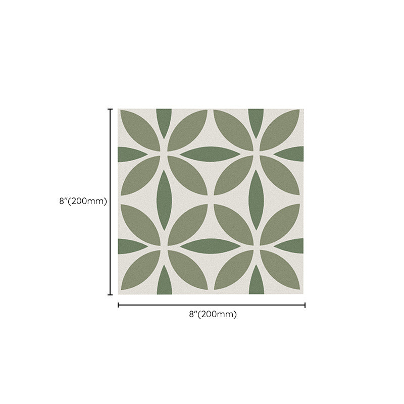 Indoor Vinyl Tile Flower Print Peel and Stick Waterproof Square Vinyl Tile