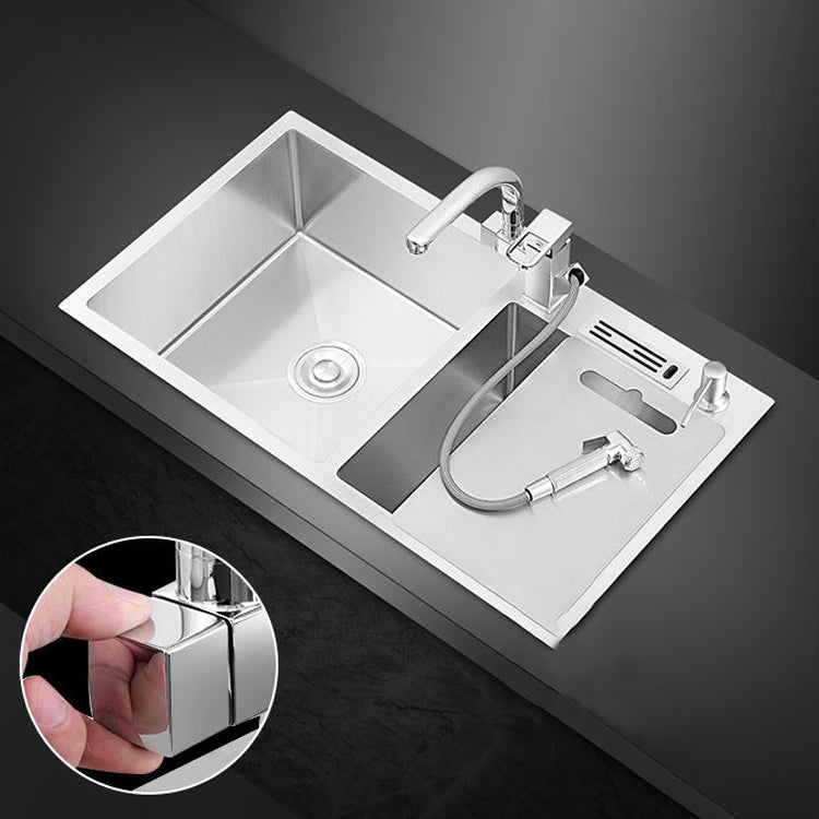 Contemporary Style Kitchen Sink Stainless Steel 2 Holes Kitchen Double Sink