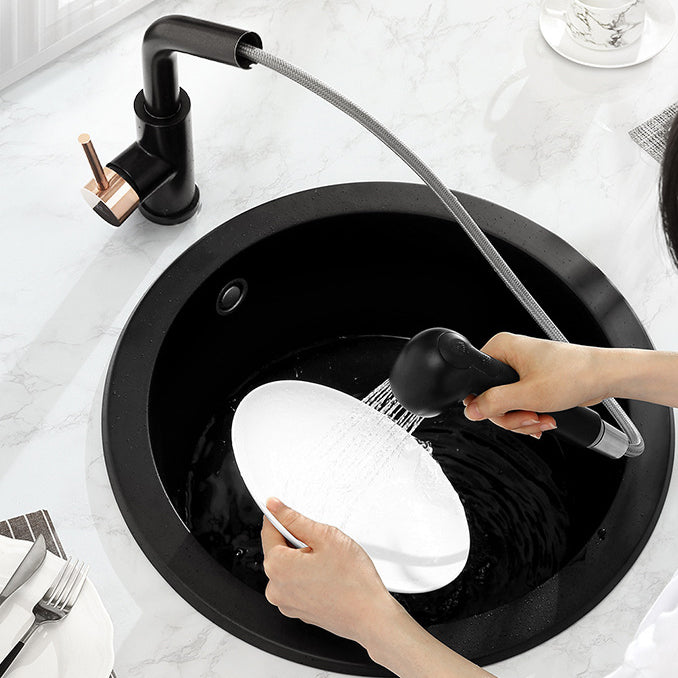 Single Bowl Kitchen Sink Modern Style Round Shape Kitchen Sink with Basket Strainer