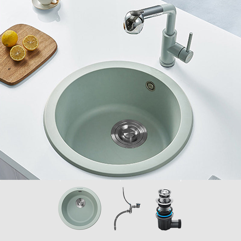 Single Bowl Kitchen Sink Modern Style Round Shape Kitchen Sink with Basket Strainer