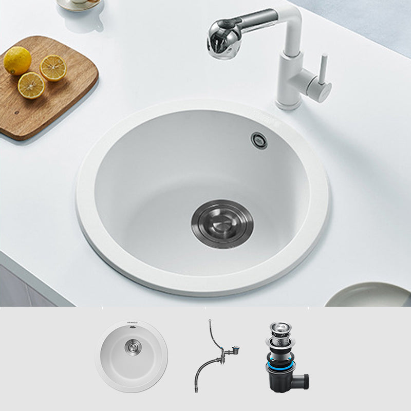 Single Bowl Kitchen Sink Modern Style Round Shape Kitchen Sink with Basket Strainer