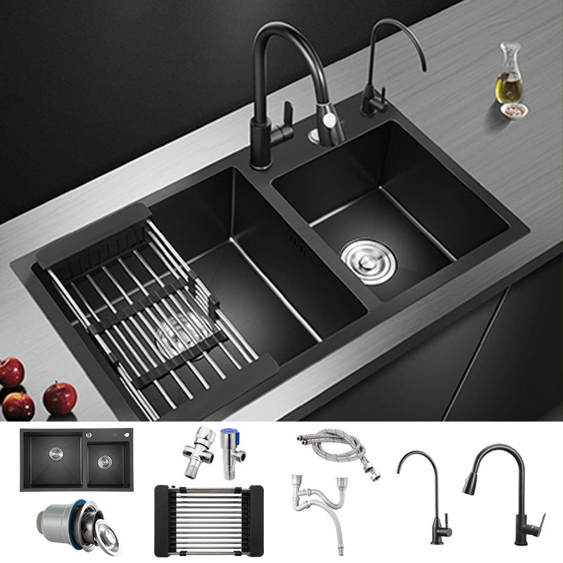 Modern Style Kitchen Sink Stainless Steel Rectangle Dirt Resistant Drop-In Kitchen Sink