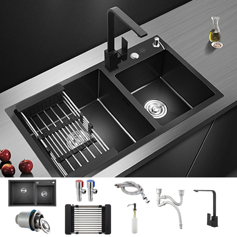 Modern Style Kitchen Sink Stainless Steel Rectangle Dirt Resistant Drop-In Kitchen Sink