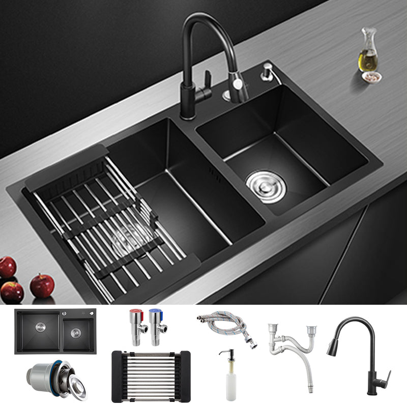 Modern Style Kitchen Sink Stainless Steel Rectangle Dirt Resistant Drop-In Kitchen Sink