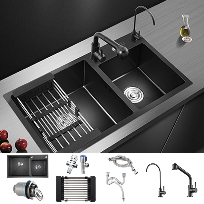 Modern Style Kitchen Sink Stainless Steel Rectangle Dirt Resistant Drop-In Kitchen Sink