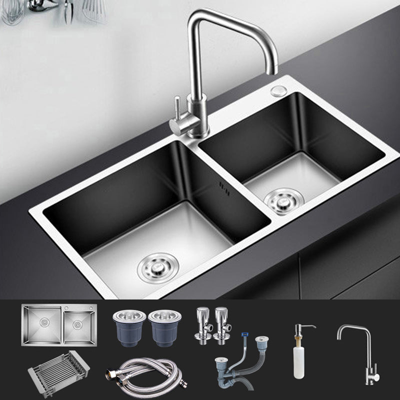 Modern Style Kitchen Sink Stainless Steel Drop-In Kitchen Double Sink