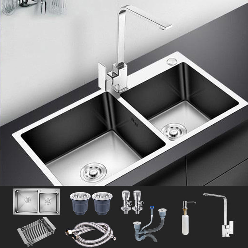 Modern Style Kitchen Sink Stainless Steel Drop-In Kitchen Double Sink