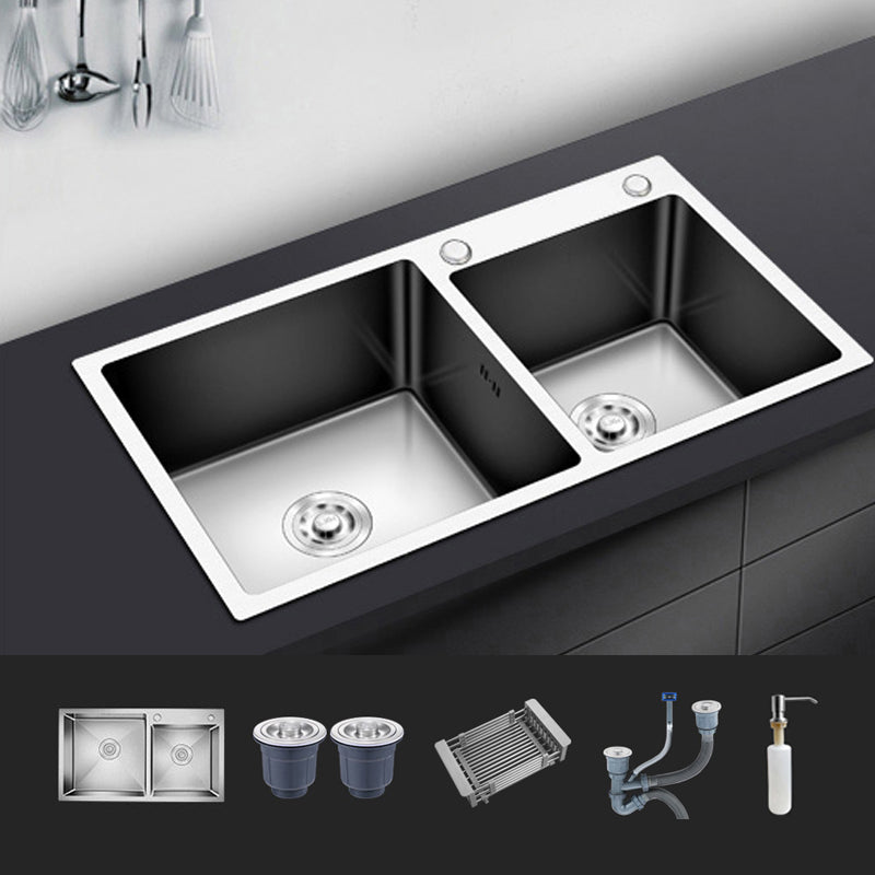 Modern Style Kitchen Sink Stainless Steel Drop-In Kitchen Double Sink