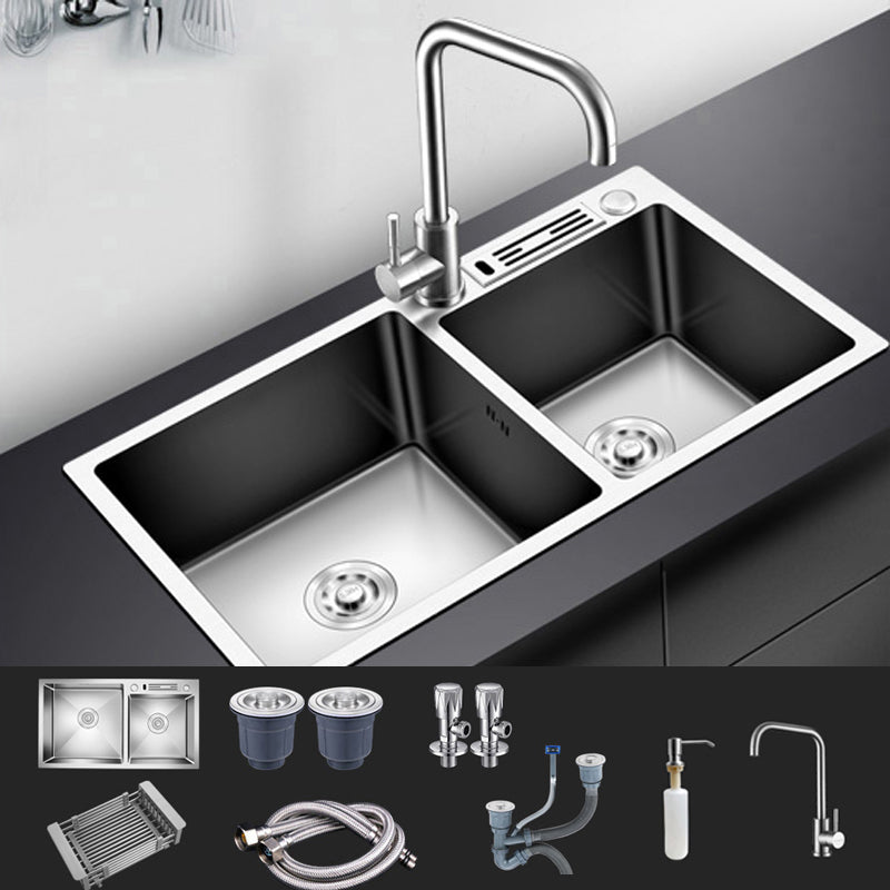 Modern Style Kitchen Sink Stainless Steel Drop-In Kitchen Double Sink