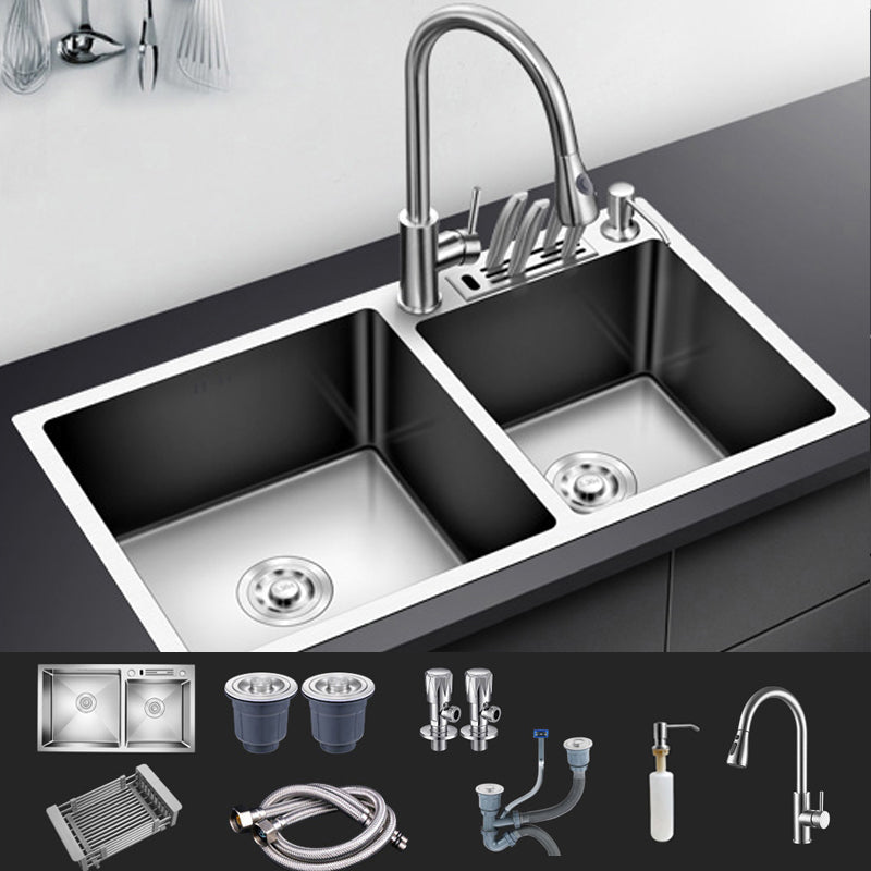 Modern Style Kitchen Sink Stainless Steel Drop-In Kitchen Double Sink