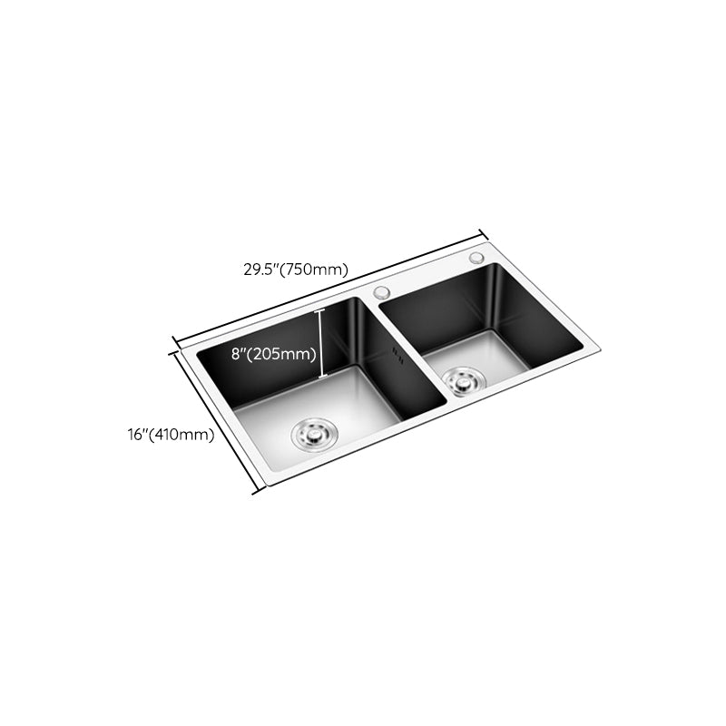 Modern Style Kitchen Sink Stainless Steel Drop-In Kitchen Double Sink