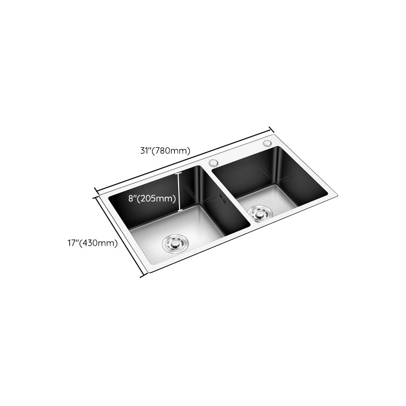 Modern Style Kitchen Sink Stainless Steel Drop-In Kitchen Double Sink