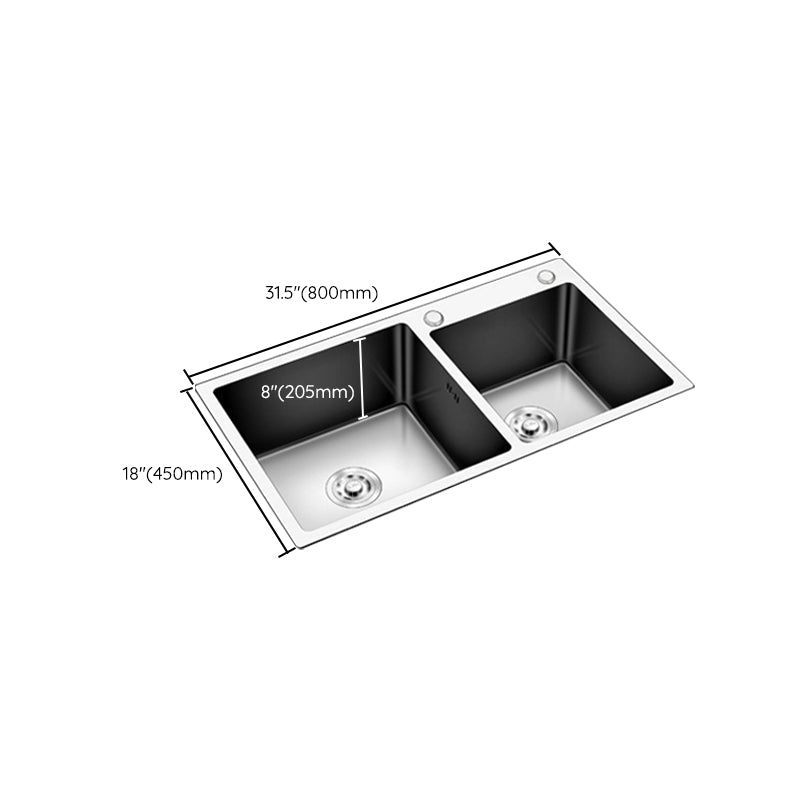 Modern Style Kitchen Sink Stainless Steel Drop-In Kitchen Double Sink