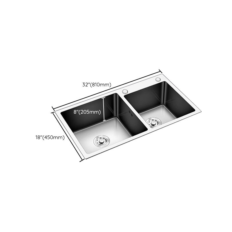 Modern Style Kitchen Sink Stainless Steel Drop-In Kitchen Double Sink