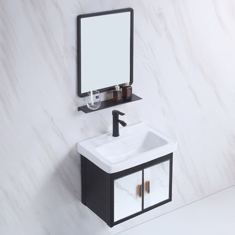 Rectangle Bathroom Vanity Glam Wall Mount Single Sink Mirror Bathroom Vanity Set