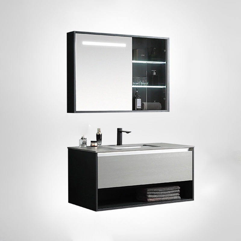 Contemporary Wooden Sink Vanity Storage Shelves Bathroom Sink Vanity