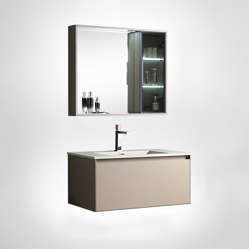 Contemporary Wooden Vanity Cabinet Mirror Bathroom Vanity Set with Storage Shelving