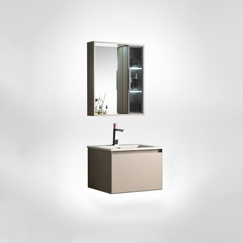 Contemporary Wooden Vanity Cabinet Mirror Bathroom Vanity Set with Storage Shelving
