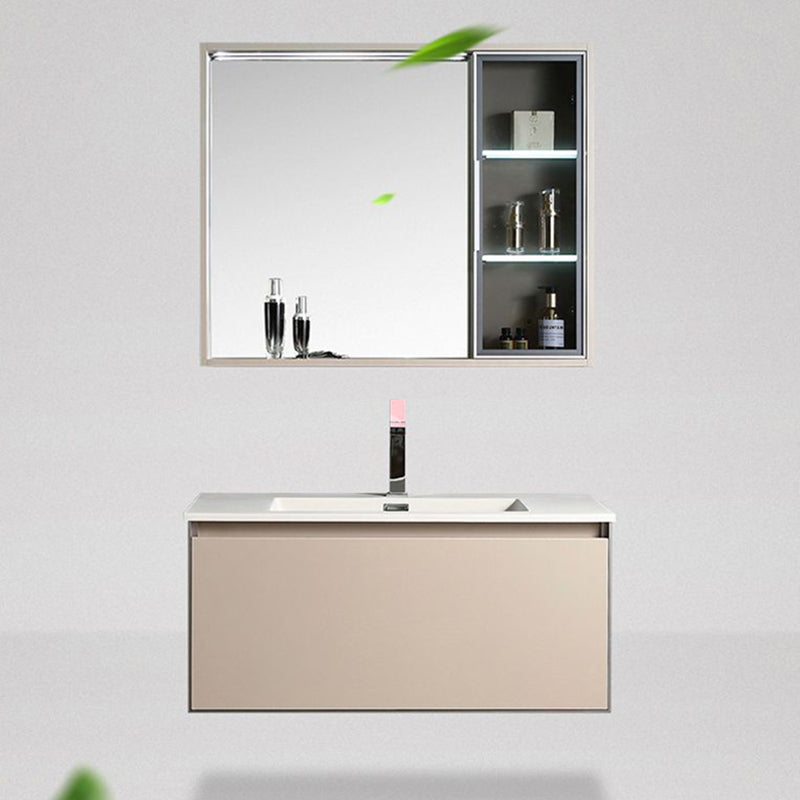 Contemporary Wooden Vanity Cabinet Mirror Bathroom Vanity Set with Storage Shelving