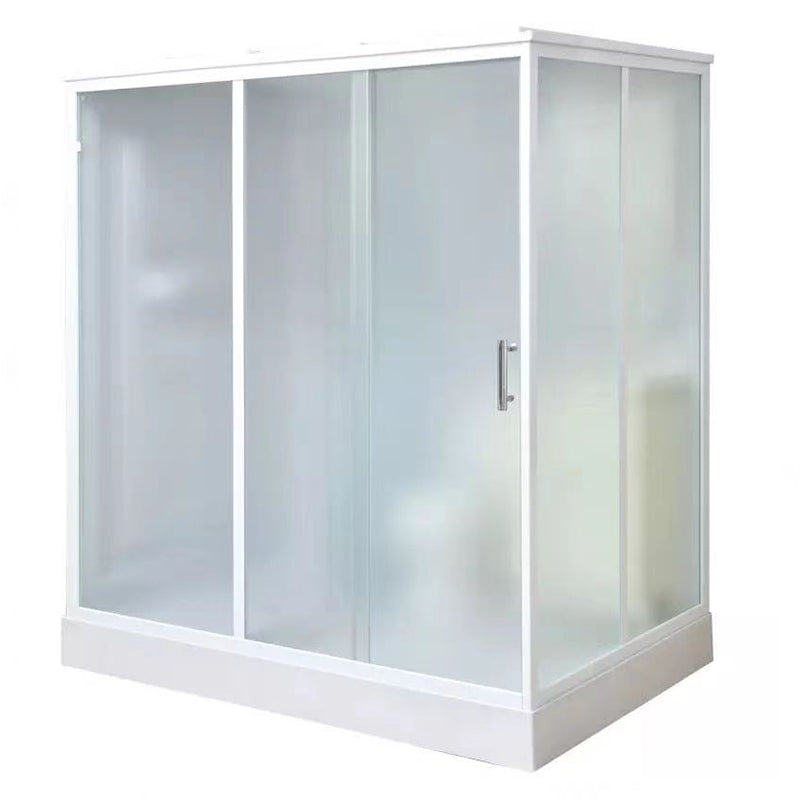 Modern Shower Stall Frosted Single Sliding Shower Stall in White