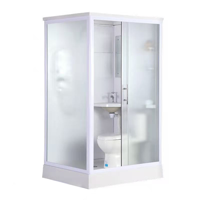 Modern Shower Stall Frosted Single Sliding Shower Stall in White