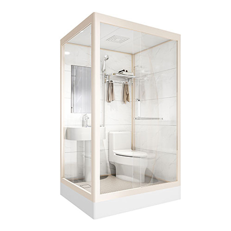 Linear Sliding Shower Enclosure Metal Framed Shower Enclosure in White