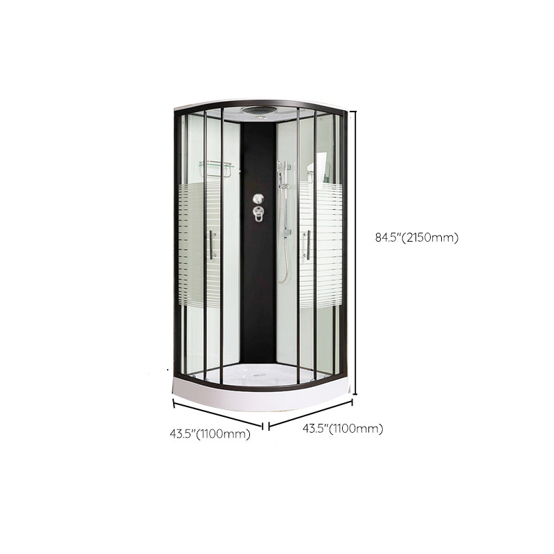 Contemporary Round Shower Stall Rain Shower Striped Framed Shower Stall with Ceiling