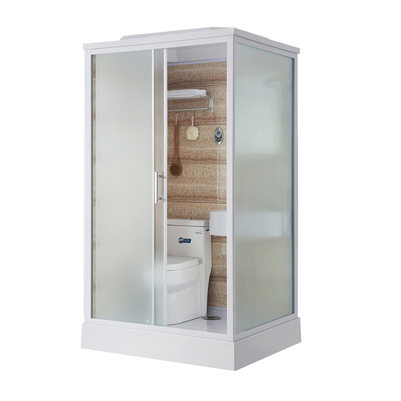 Contemporary Shower Stall Clear Framed Single Sliding Shower Stall with Ceiling