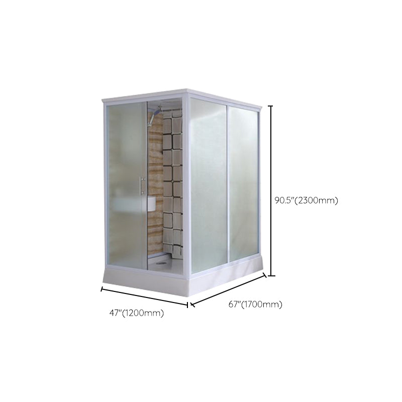 Contemporary Shower Stall Clear Framed Single Sliding Shower Stall with Ceiling