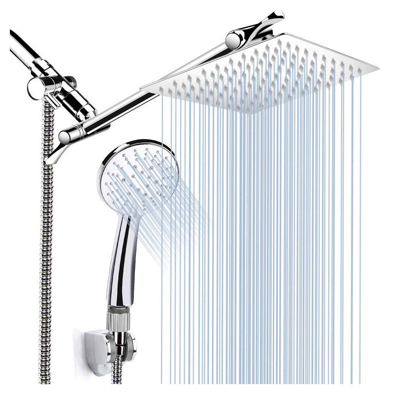 Silver Dual Shower Head 3 Setting Medium Flow Wall-Mount Showerhead