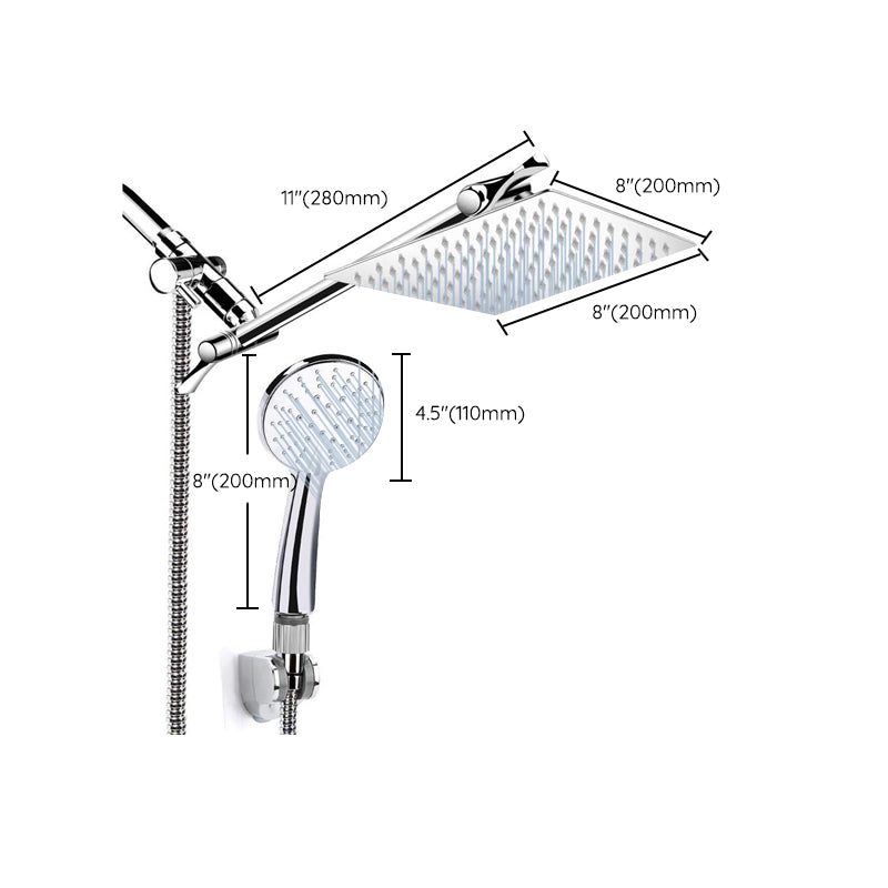 Silver Dual Shower Head 3 Setting Medium Flow Wall-Mount Showerhead