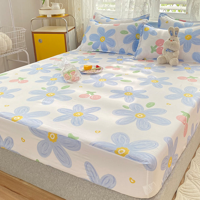 Fancy Cotton Sheet Sets 1-Piece Flower Pattern Wrinkle Resistant Bed Sheet