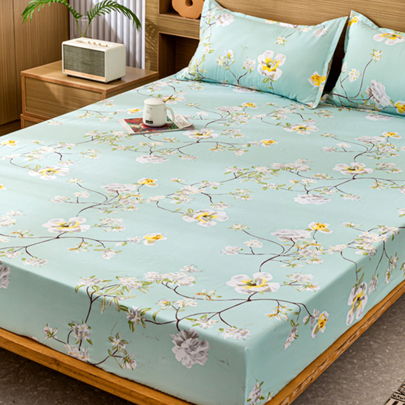 Fancy Cotton Sheet Sets 1-Piece Flower Pattern Wrinkle Resistant Bed Sheet