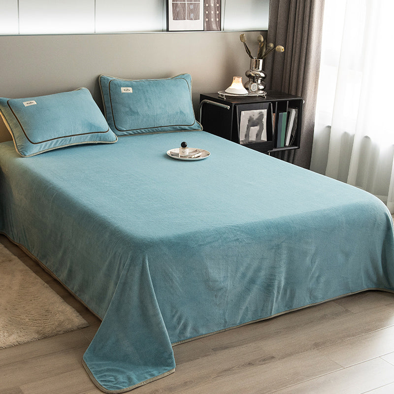 Villus Sheet Sets 1-Piece Whole Color Wrinkle Resistant Bed Sheet