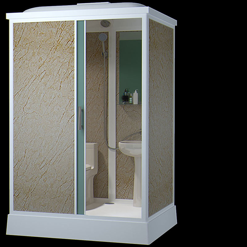 Contemporary Shower Stall Frosted Rectangle Framed Shower Stall with Ceiling