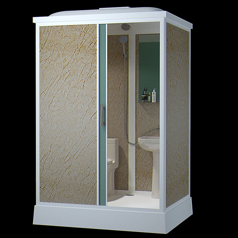 Contemporary Shower Stall Frosted Rectangle Framed Shower Stall with Ceiling