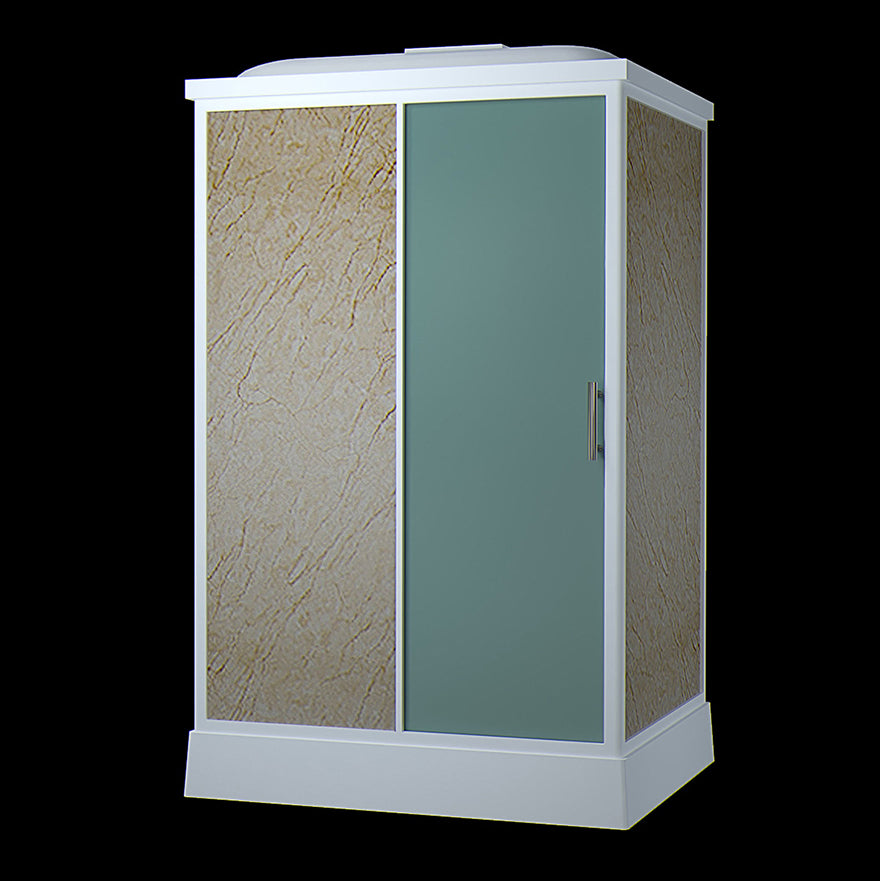 Contemporary Shower Stall Frosted Rectangle Framed Shower Stall with Ceiling