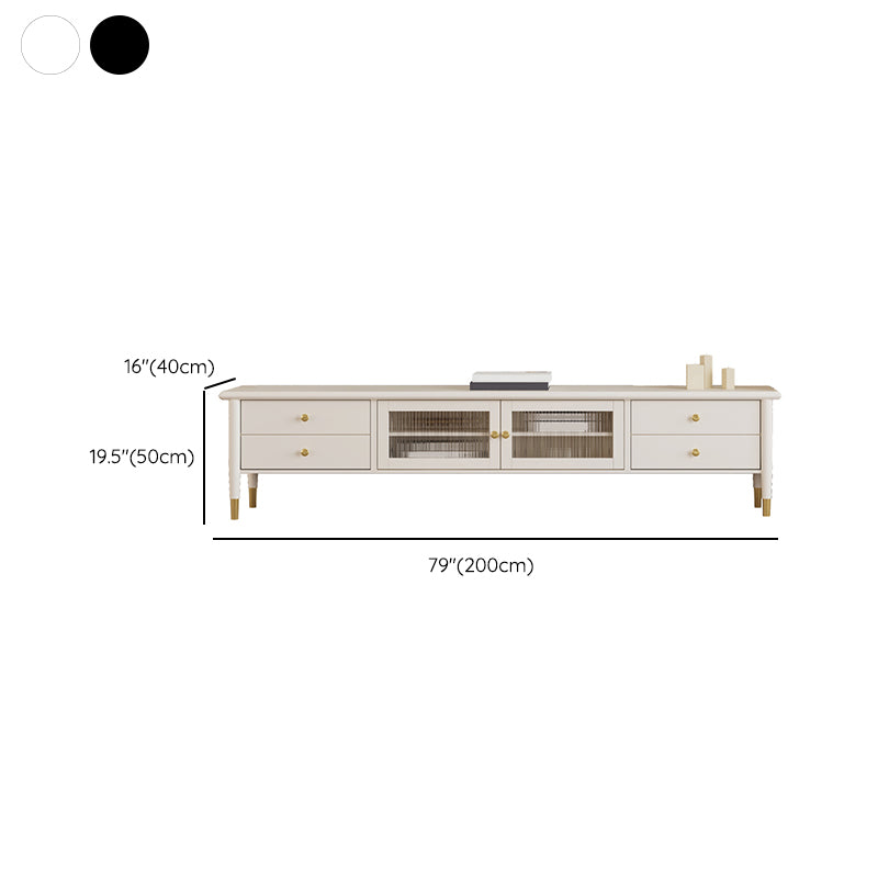 Solid Wood TV Media Stand Scandinavian Media Console with Drawers