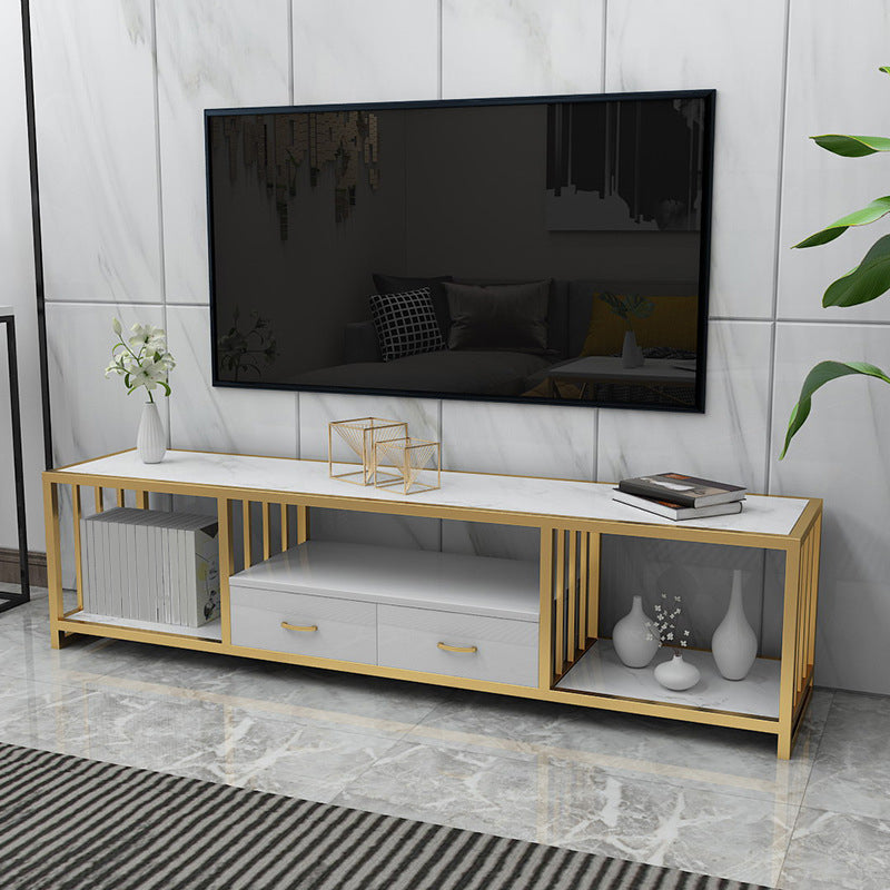 Contemporary Media Console TV Stand Open Storage TV Stand with Drawers