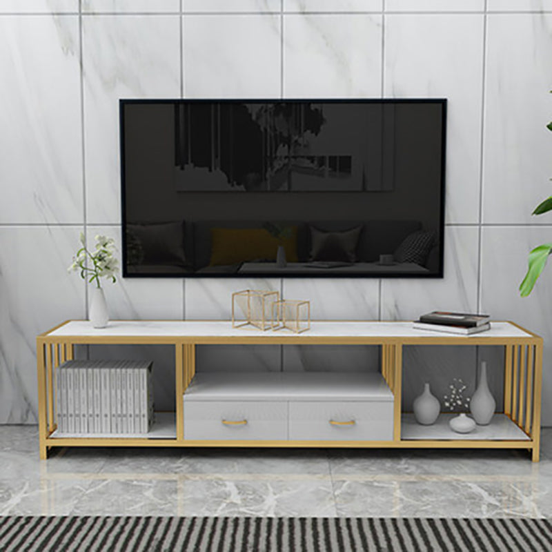 Contemporary Media Console TV Stand Open Storage TV Stand with Drawers