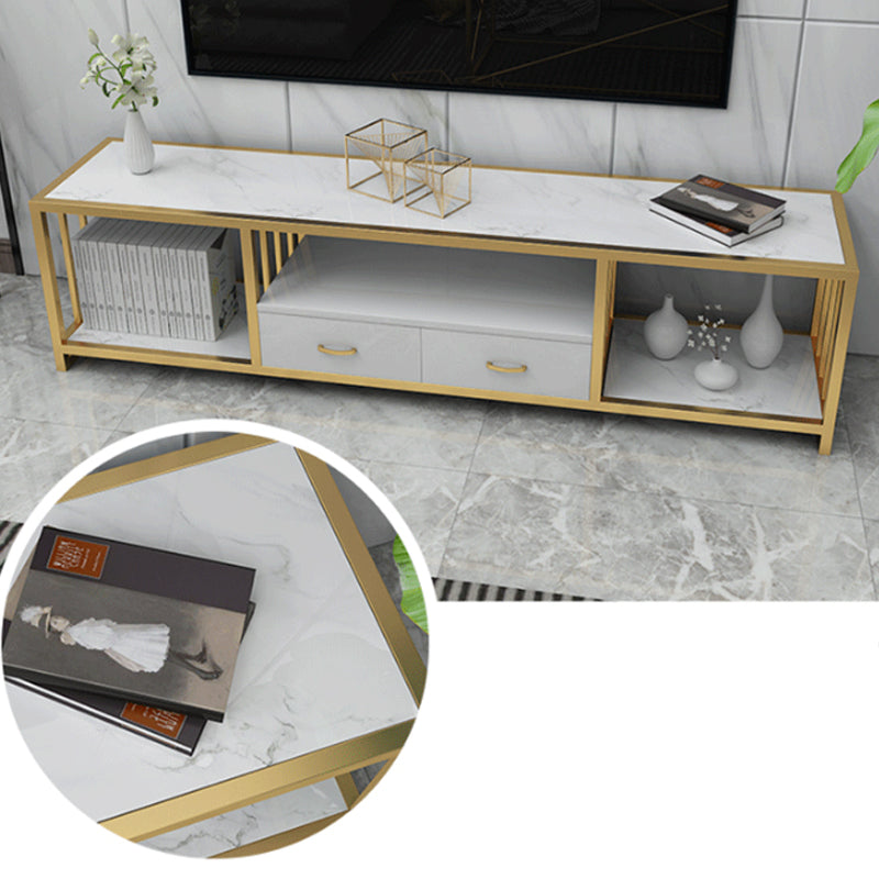 Contemporary Media Console TV Stand Open Storage TV Stand with Drawers