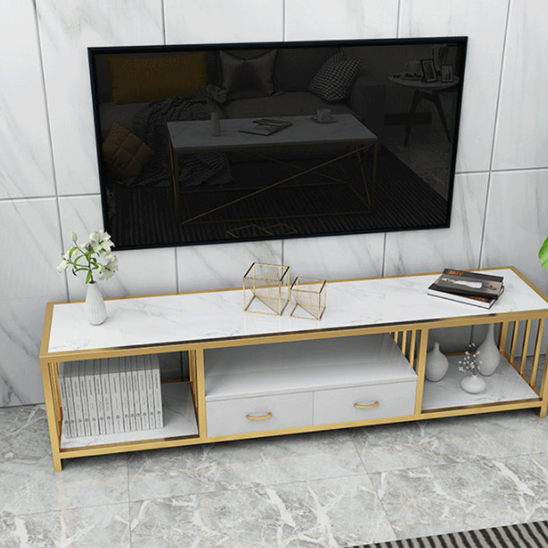 Contemporary Media Console TV Stand Open Storage TV Stand with Drawers