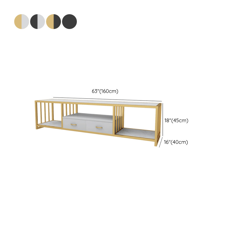 Contemporary Media Console TV Stand Open Storage TV Stand with Drawers