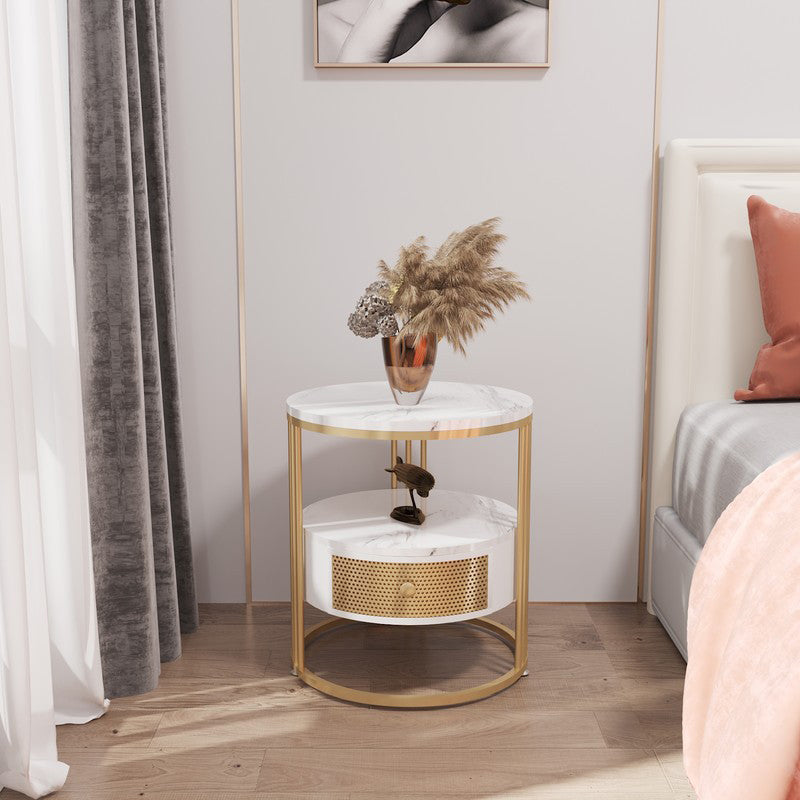 Modern Accent Table Nightstand Open Storage Nightstand with Drawer