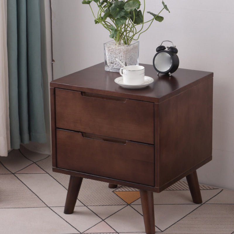 Solid Wood Nightstand Contemporary Bedside Cabinet with Legs