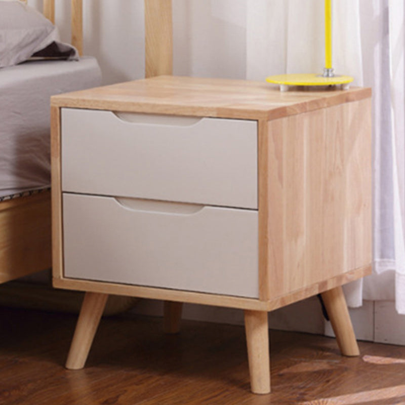 Solid Wood Nightstand Contemporary Bedside Cabinet with Legs