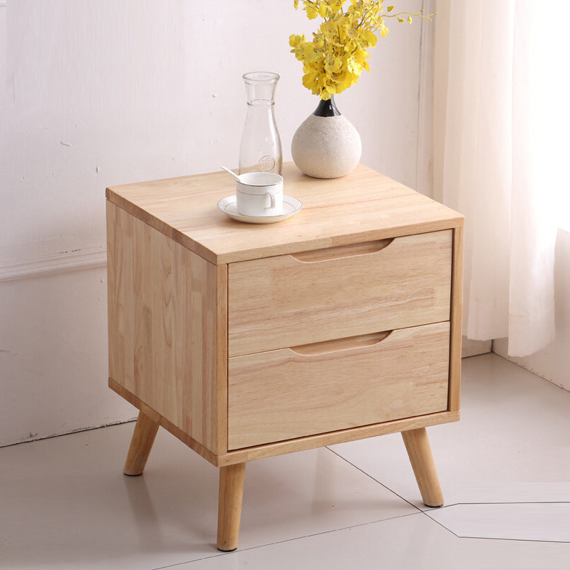 Solid Wood Nightstand Contemporary Bedside Cabinet with Legs