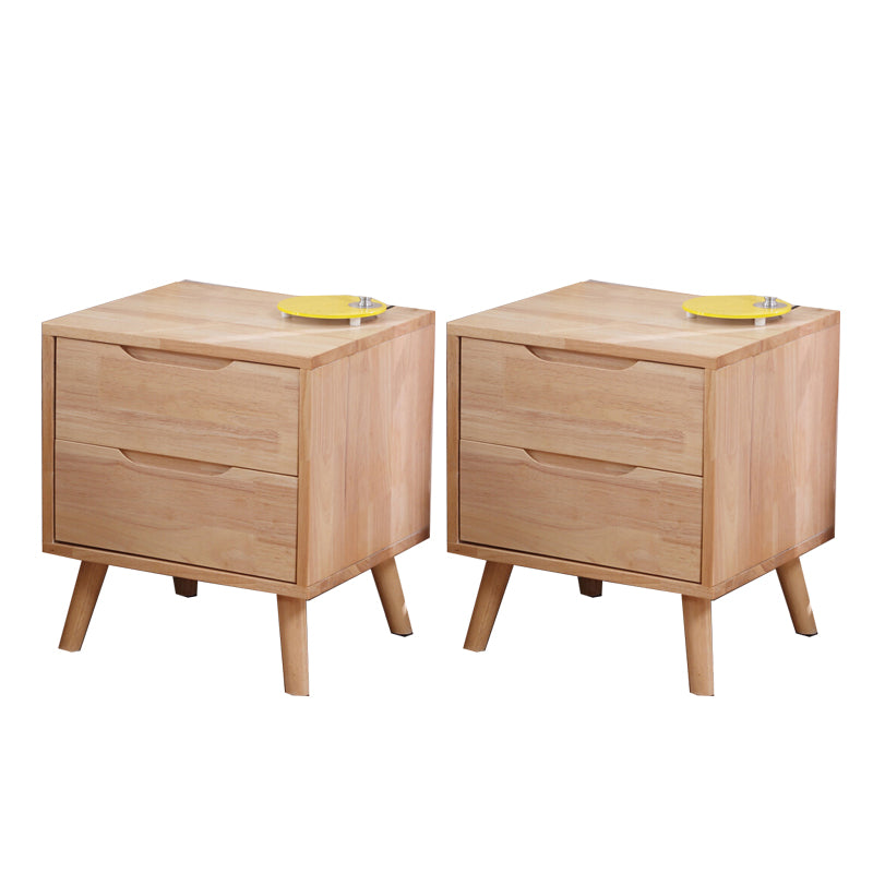 Solid Wood Nightstand Contemporary Bedside Cabinet with Legs