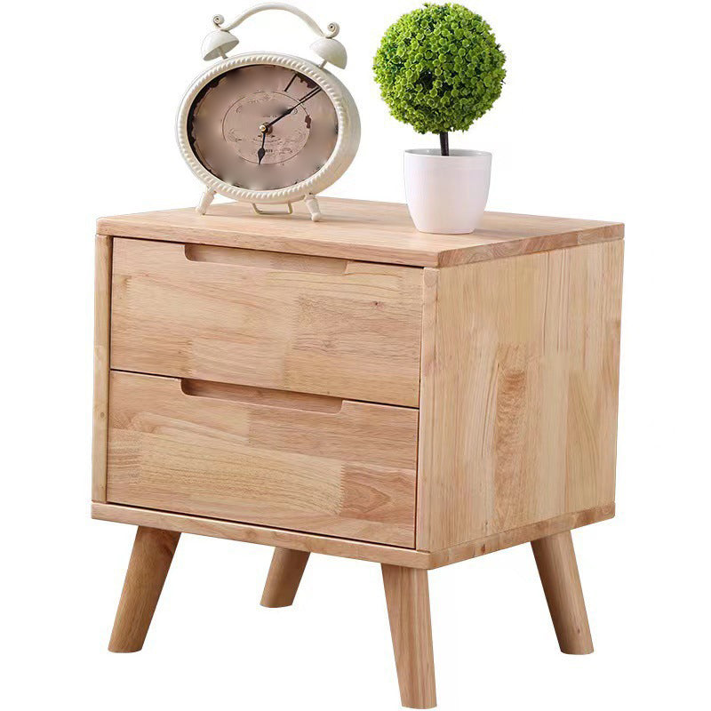 Solid Wood Nightstand Contemporary Bedside Cabinet with Legs